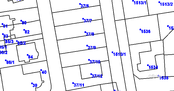 Parcela st. 37/9 v KÚ Chodov, Katastrální mapa
