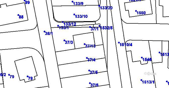 Parcela st. 37/13 v KÚ Chodov, Katastrální mapa