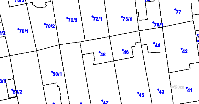 Parcela st. 48 v KÚ Chodov, Katastrální mapa