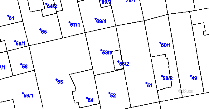 Parcela st. 53 v KÚ Chodov, Katastrální mapa