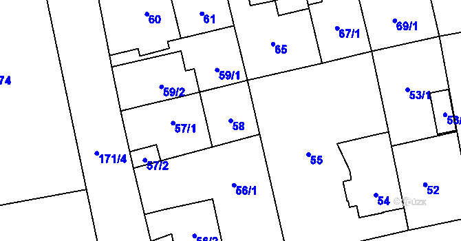 Parcela st. 58 v KÚ Chodov, Katastrální mapa
