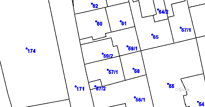 Parcela st. 59/2 v KÚ Chodov, Katastrální mapa