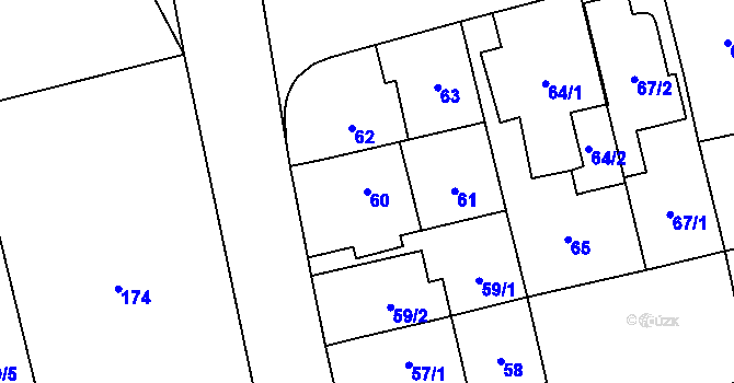 Parcela st. 60 v KÚ Chodov, Katastrální mapa