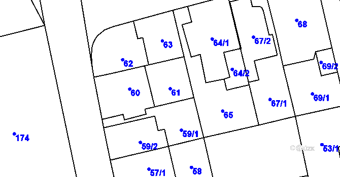 Parcela st. 61 v KÚ Chodov, Katastrální mapa