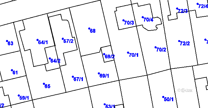 Parcela st. 69/2 v KÚ Chodov, Katastrální mapa