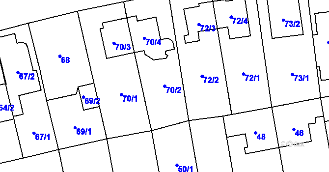 Parcela st. 70/2 v KÚ Chodov, Katastrální mapa