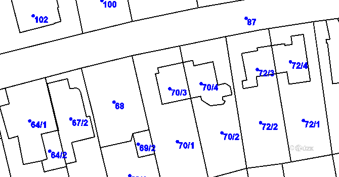 Parcela st. 70/3 v KÚ Chodov, Katastrální mapa