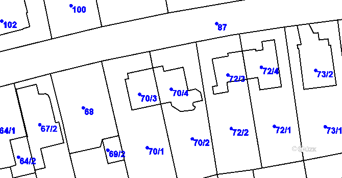 Parcela st. 70/4 v KÚ Chodov, Katastrální mapa