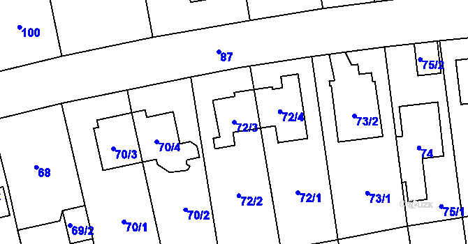 Parcela st. 72/3 v KÚ Chodov, Katastrální mapa
