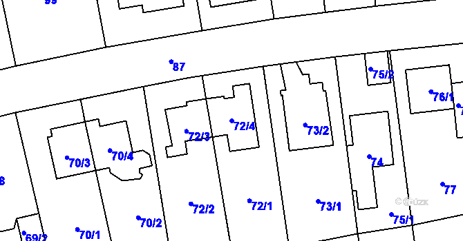 Parcela st. 72/4 v KÚ Chodov, Katastrální mapa