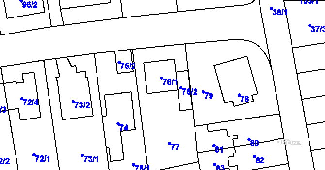Parcela st. 76 v KÚ Chodov, Katastrální mapa