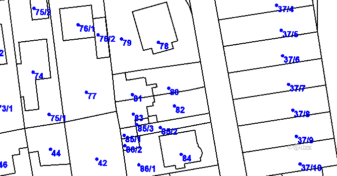 Parcela st. 80 v KÚ Chodov, Katastrální mapa