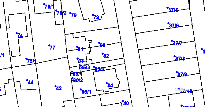Parcela st. 82 v KÚ Chodov, Katastrální mapa