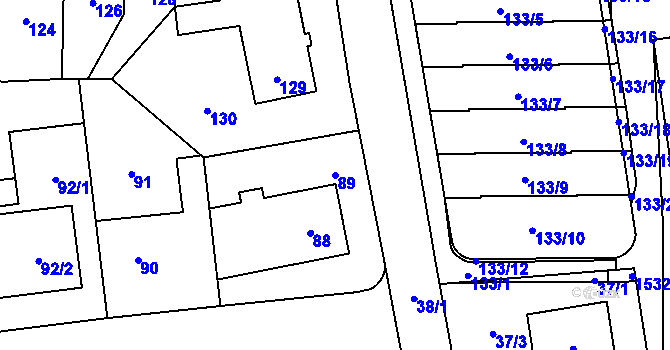 Parcela st. 89 v KÚ Chodov, Katastrální mapa