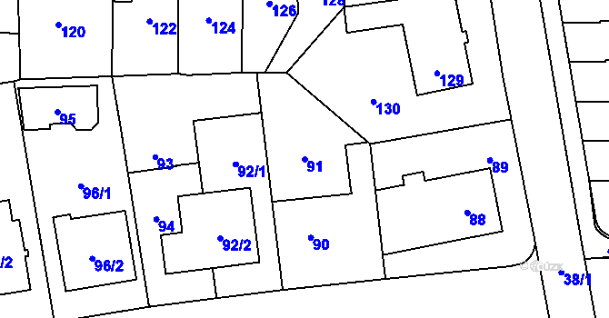 Parcela st. 91 v KÚ Chodov, Katastrální mapa