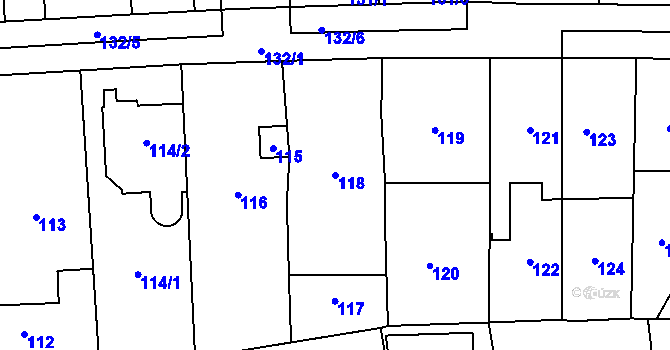 Parcela st. 118 v KÚ Chodov, Katastrální mapa
