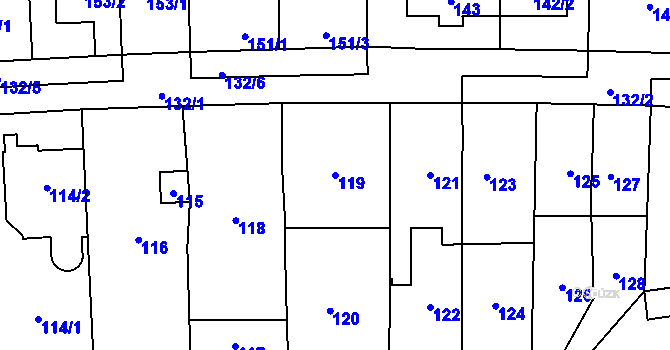 Parcela st. 119 v KÚ Chodov, Katastrální mapa