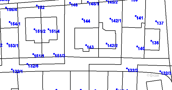 Parcela st. 143 v KÚ Chodov, Katastrální mapa