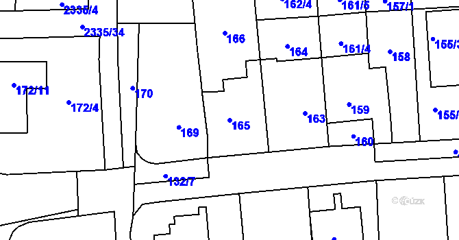 Parcela st. 165 v KÚ Chodov, Katastrální mapa