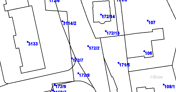 Parcela st. 172/2 v KÚ Chodov, Katastrální mapa