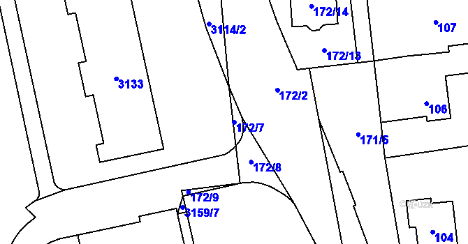 Parcela st. 172/7 v KÚ Chodov, Katastrální mapa