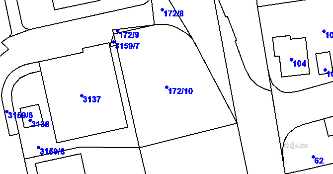 Parcela st. 172/10 v KÚ Chodov, Katastrální mapa