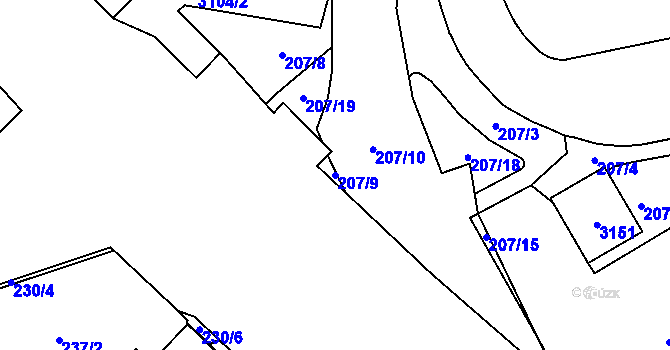 Parcela st. 207/9 v KÚ Chodov, Katastrální mapa