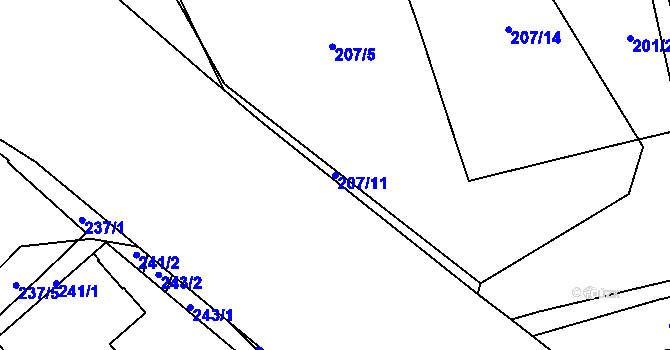 Parcela st. 207/11 v KÚ Chodov, Katastrální mapa