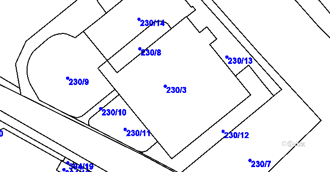 Parcela st. 230/3 v KÚ Chodov, Katastrální mapa