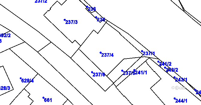 Parcela st. 237/4 v KÚ Chodov, Katastrální mapa
