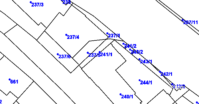 Parcela st. 241/1 v KÚ Chodov, Katastrální mapa