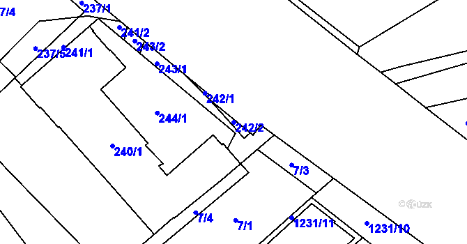 Parcela st. 242/2 v KÚ Chodov, Katastrální mapa