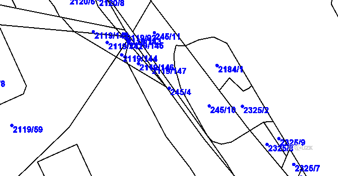 Parcela st. 245/4 v KÚ Chodov, Katastrální mapa