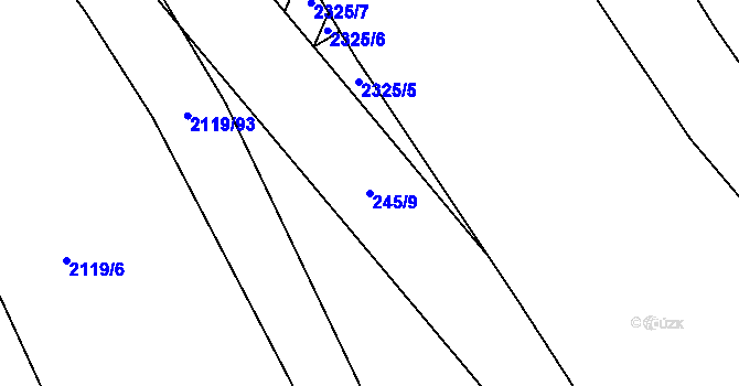 Parcela st. 245/9 v KÚ Chodov, Katastrální mapa