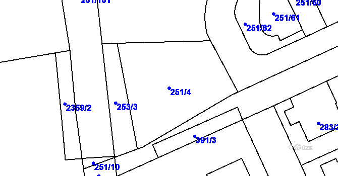 Parcela st. 251/4 v KÚ Chodov, Katastrální mapa