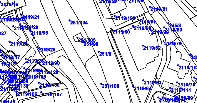 Parcela st. 251/8 v KÚ Chodov, Katastrální mapa