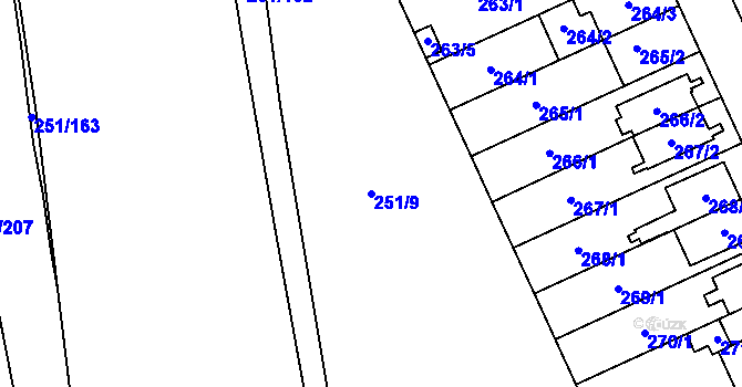 Parcela st. 251/9 v KÚ Chodov, Katastrální mapa