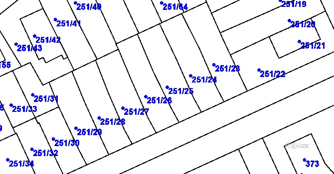 Parcela st. 251/25 v KÚ Chodov, Katastrální mapa