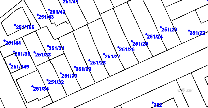 Parcela st. 251/27 v KÚ Chodov, Katastrální mapa