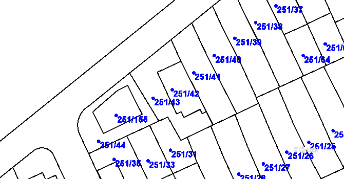 Parcela st. 251/42 v KÚ Chodov, Katastrální mapa
