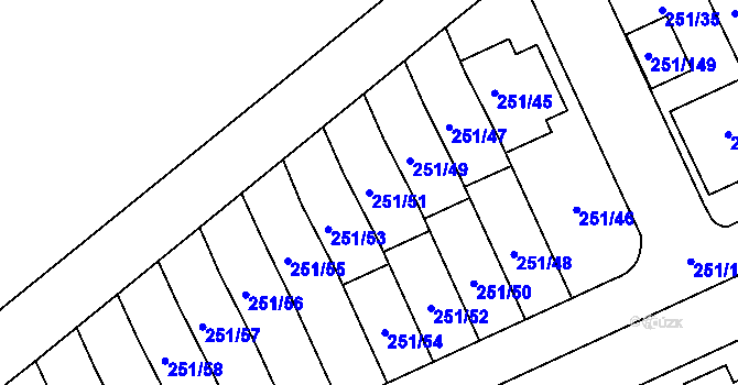 Parcela st. 251/51 v KÚ Chodov, Katastrální mapa