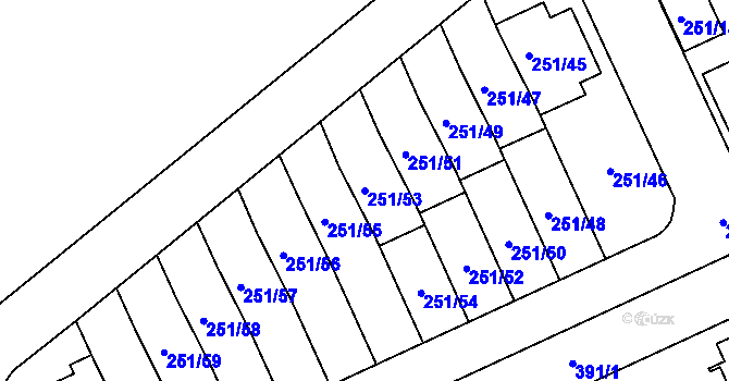 Parcela st. 251/53 v KÚ Chodov, Katastrální mapa