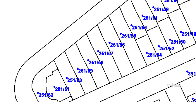 Parcela st. 251/57 v KÚ Chodov, Katastrální mapa