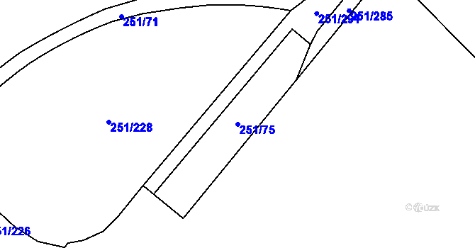 Parcela st. 251/75 v KÚ Chodov, Katastrální mapa