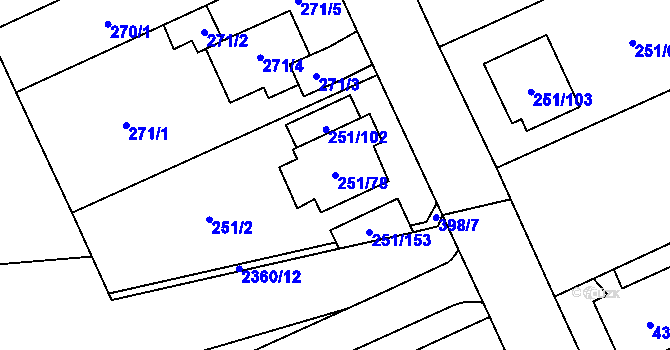 Parcela st. 251/78 v KÚ Chodov, Katastrální mapa