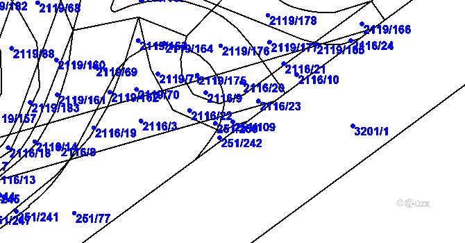 Parcela st. 251/109 v KÚ Chodov, Katastrální mapa
