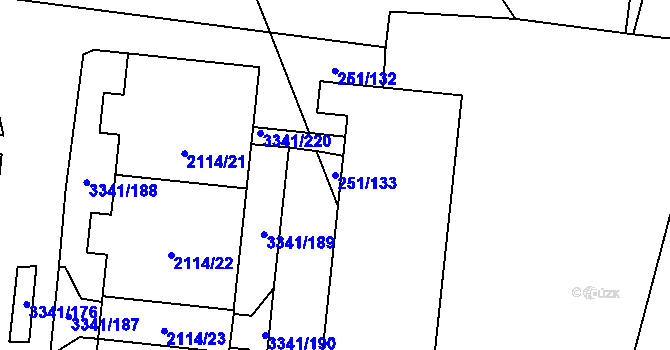 Parcela st. 251/133 v KÚ Chodov, Katastrální mapa