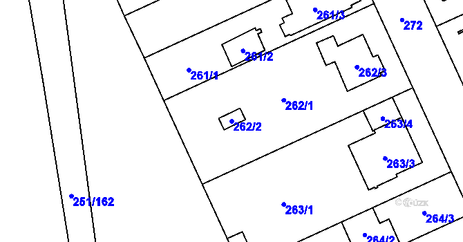 Parcela st. 262/2 v KÚ Chodov, Katastrální mapa