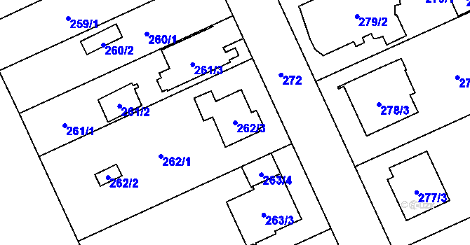 Parcela st. 262/3 v KÚ Chodov, Katastrální mapa