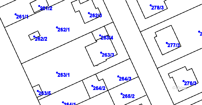 Parcela st. 263/3 v KÚ Chodov, Katastrální mapa
